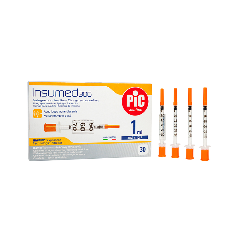 Стерильний інсуліновий шприц INSUMED 1,0 мл з голкою 30 G(0,30x12,7мм), U-100